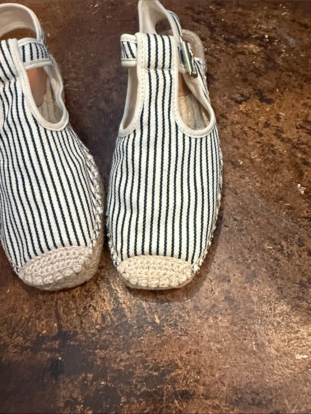 Re/Done Striped Espadrille Slingback Flats - Black &